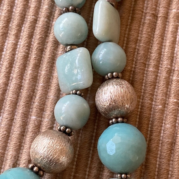 NWT Amazonite & Sterling Silver Necklace with Channel Set Coin Brass Pen… - Picture 7 of 10